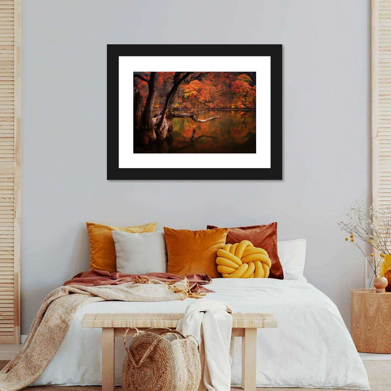 Orange Autumn Lake Wall Art