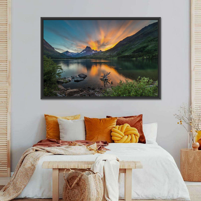 Swiftcurrent Sunset Lake Wall Art