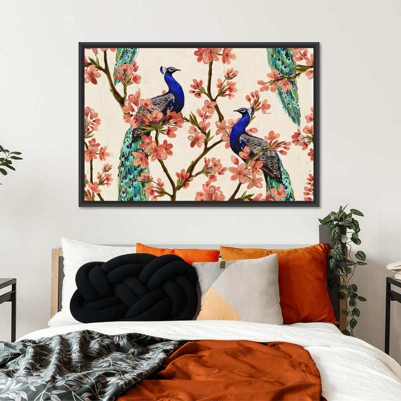 Royal Blue Peacocks Wall Art