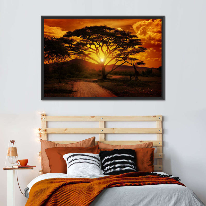 Serengeti Park Sunset Silhouette Wall Art