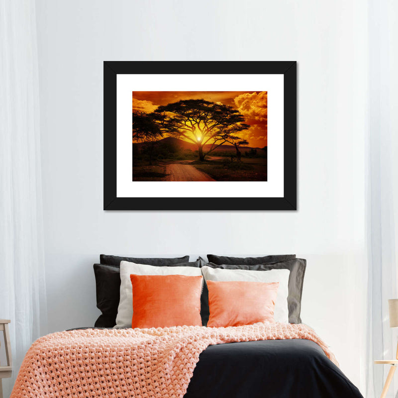 Serengeti Park Sunset Silhouette Wall Art