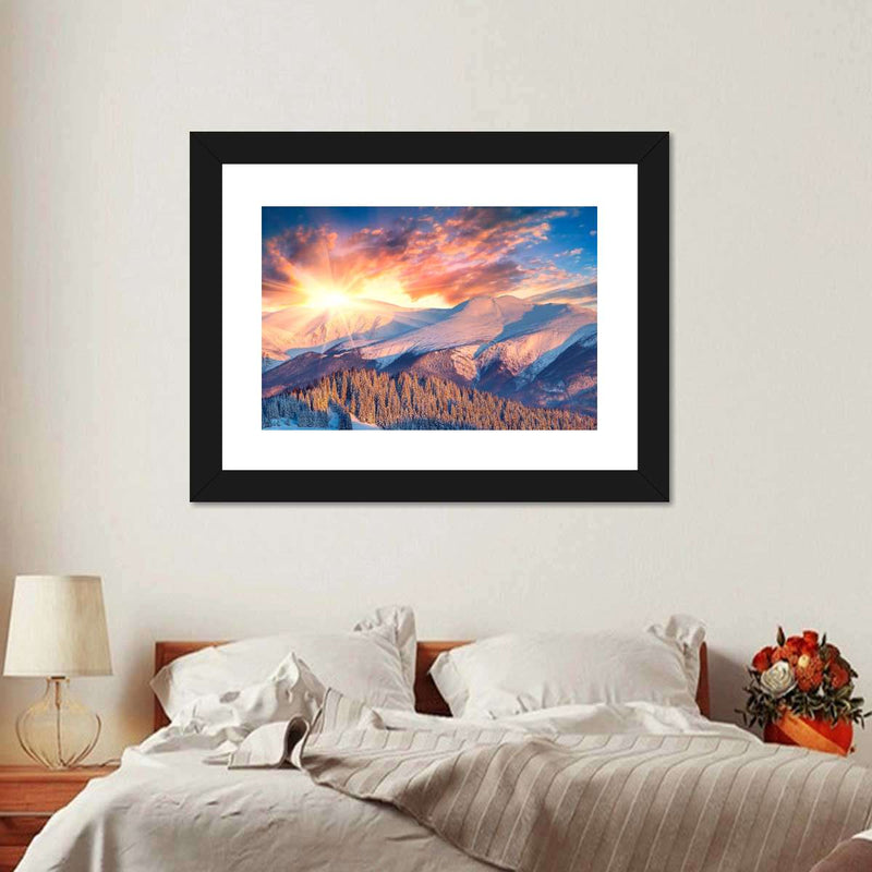 Snowy Mountain Sunrise Wall Art