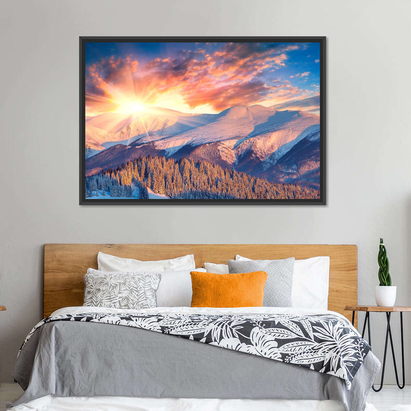 Snowy Mountain Sunrise Wall Art