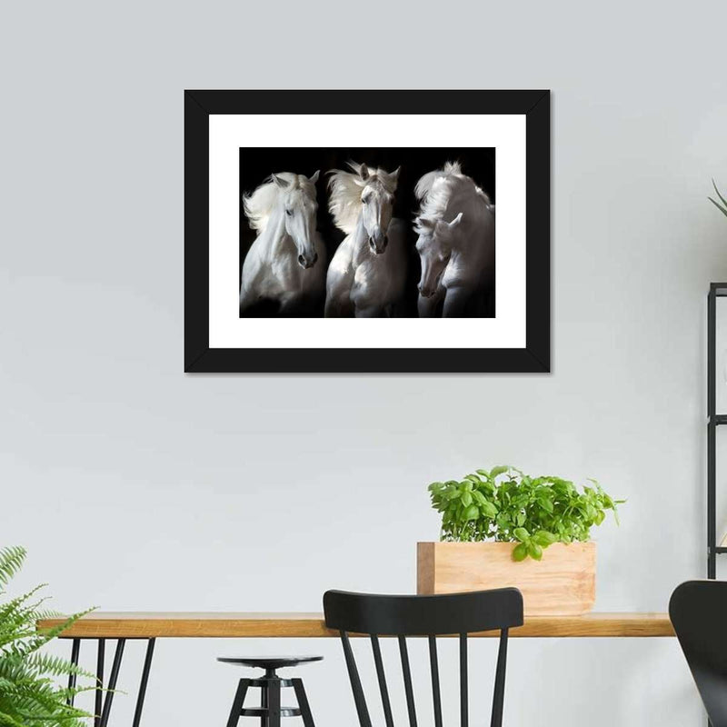Three White Horses Wall Art