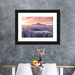 Snowy Mountain At Sunset Wall Art