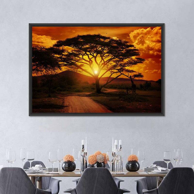 Serengeti Park Sunset Silhouette Wall Art