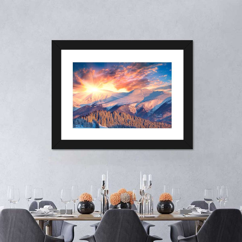 Snowy Mountain Sunrise Wall Art