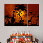 Silhouetted African Giraffes Wall Art