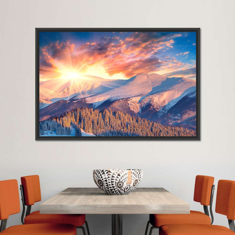 Snowy Mountain Sunrise Wall Art