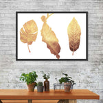 Triple Golden Leaves Wall Art