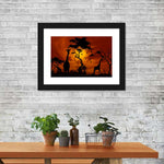 Silhouetted African Giraffes Wall Art