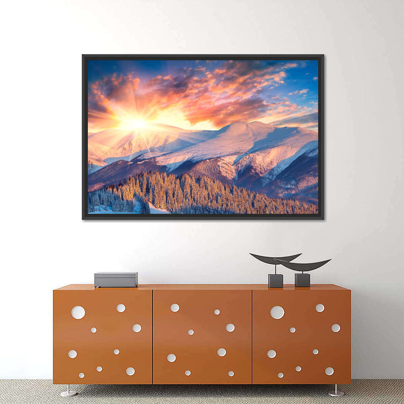 Snowy Mountain Sunrise Wall Art