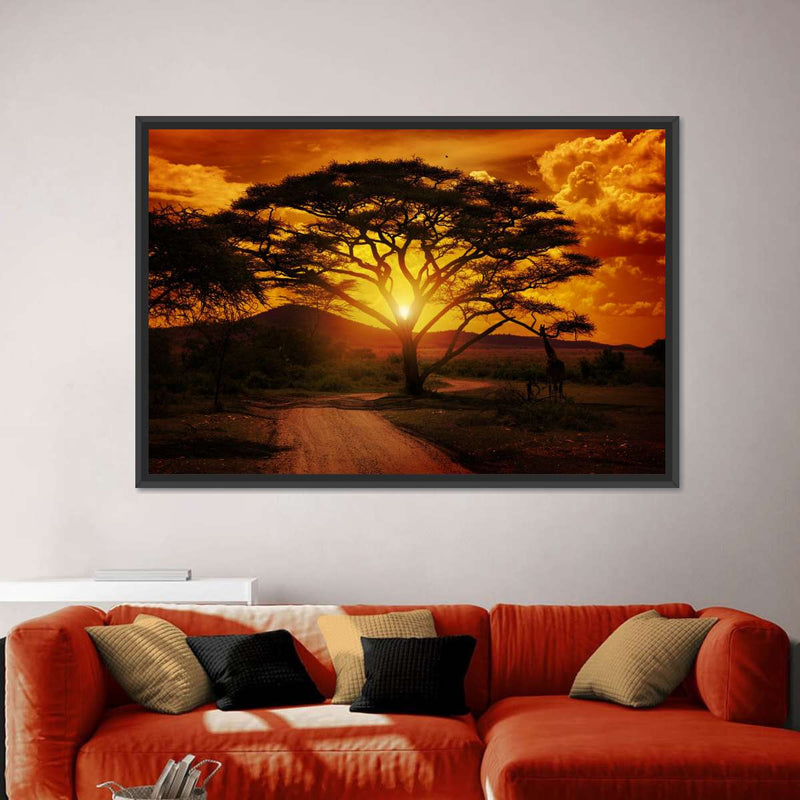 Serengeti Park Sunset Silhouette Wall Art