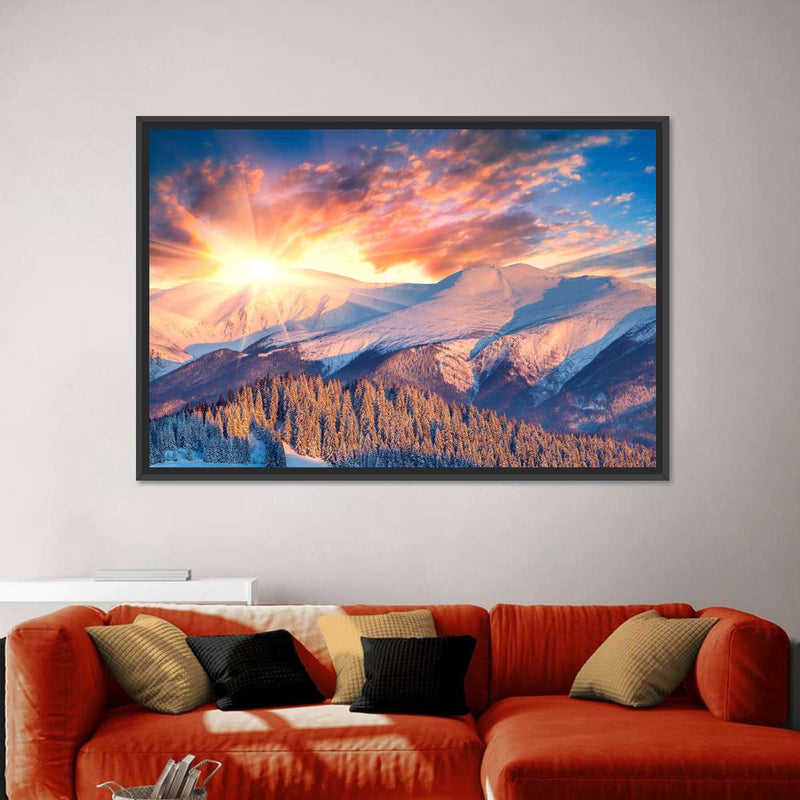 Snowy Mountain Sunrise Wall Art