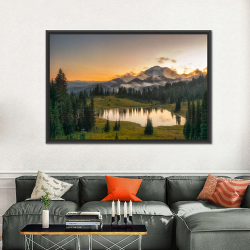 Majestic Sunset At Mount Rainer Wall Art