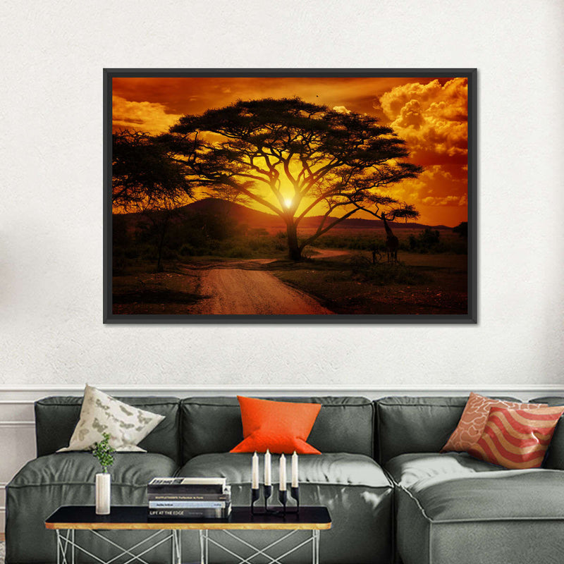 Serengeti Park Sunset Silhouette Wall Art