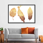 Triple Golden Leaves Wall Art