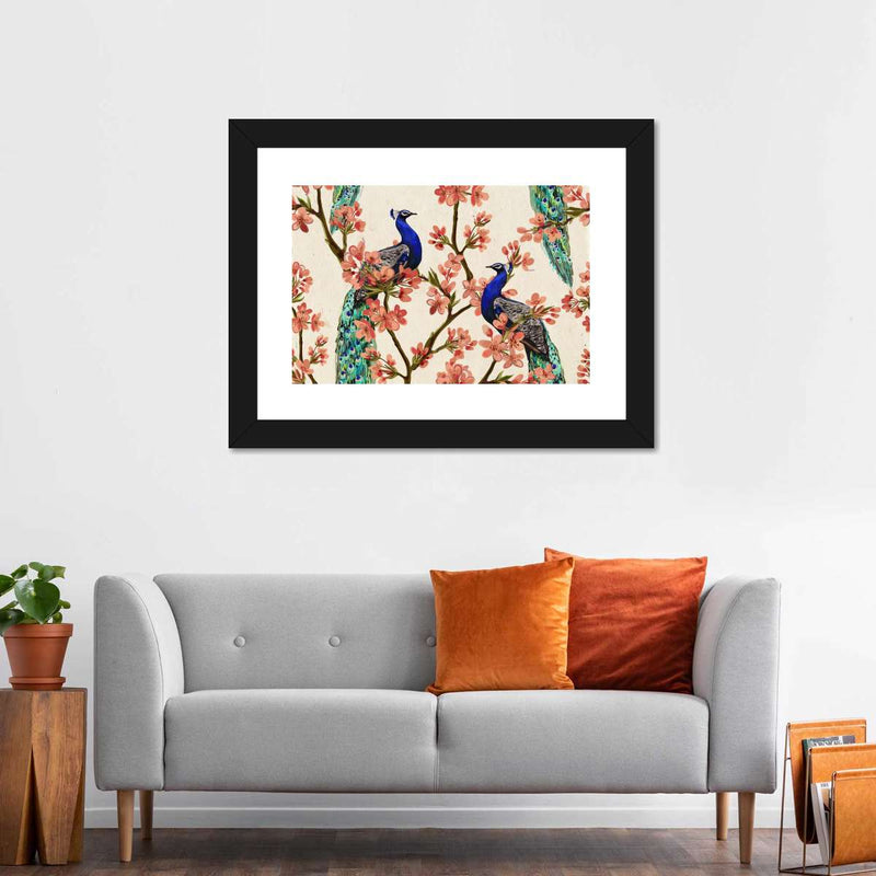 Royal Blue Peacocks Wall Art