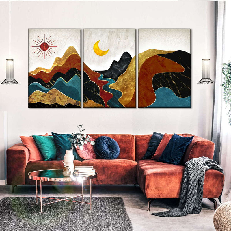 Textured Mountain Landscape Abstract Wall Art