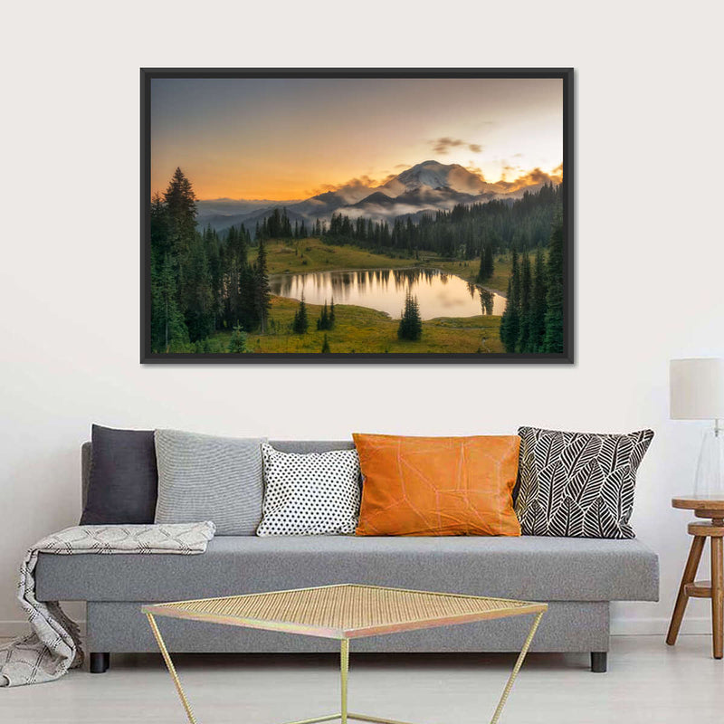 Majestic Sunset At Mount Rainer Wall Art