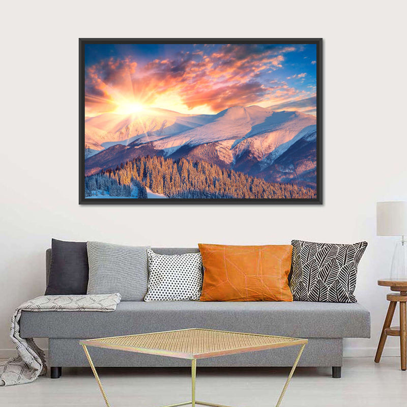 Snowy Mountain Sunrise Wall Art