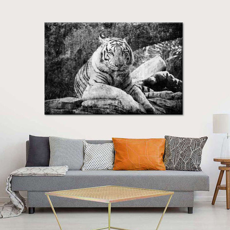Textured White Tiger Wall Art