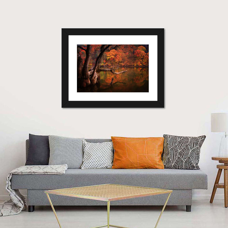 Orange Autumn Lake Wall Art