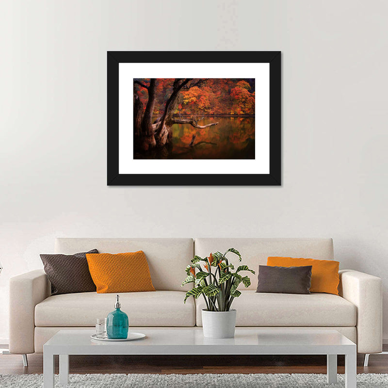 Orange Autumn Lake Wall Art