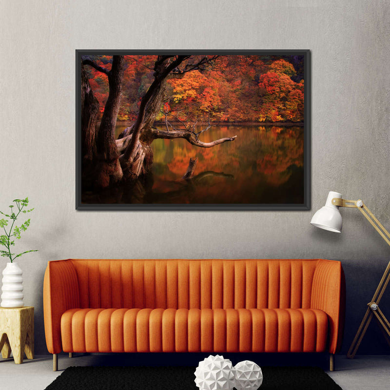 Orange Autumn Lake Wall Art