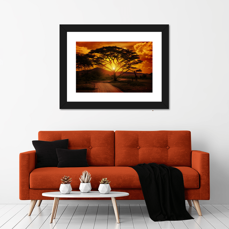 Serengeti Park Sunset Silhouette Wall Art
