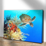 Blue Ocean Sea Turtle Canvas Wall Art