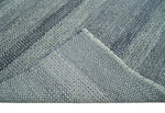 8x10 Hand Knotted Modern Geometric Trellis Scandinavian Blue, Ivory and Silver Wool Area Rug | TRDCP938810