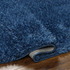 Faina Solid Dark Blue Shag Rug Washable