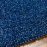 Faina Solid Dark Blue Shag Rug Washable