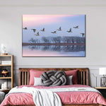 Pink Sky Over Ducks Wall Art