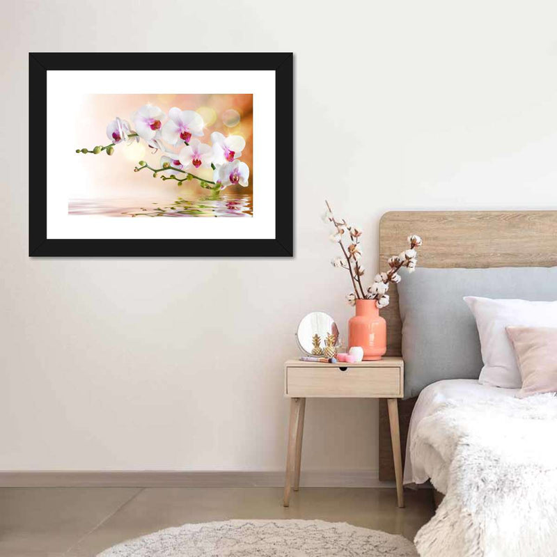 Orchid Flowers On Water Wall Art