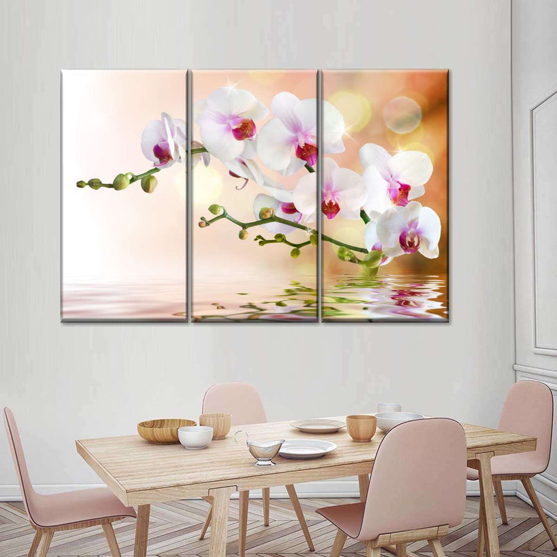 Orchid Flowers On Water Wall Art
