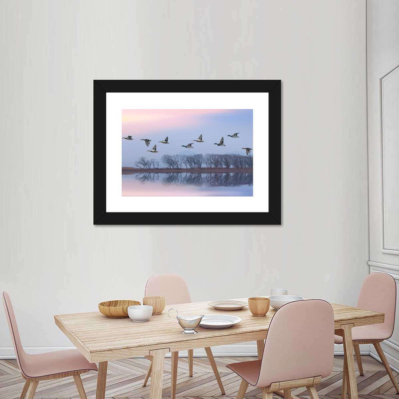 Pink Sky Over Ducks Wall Art