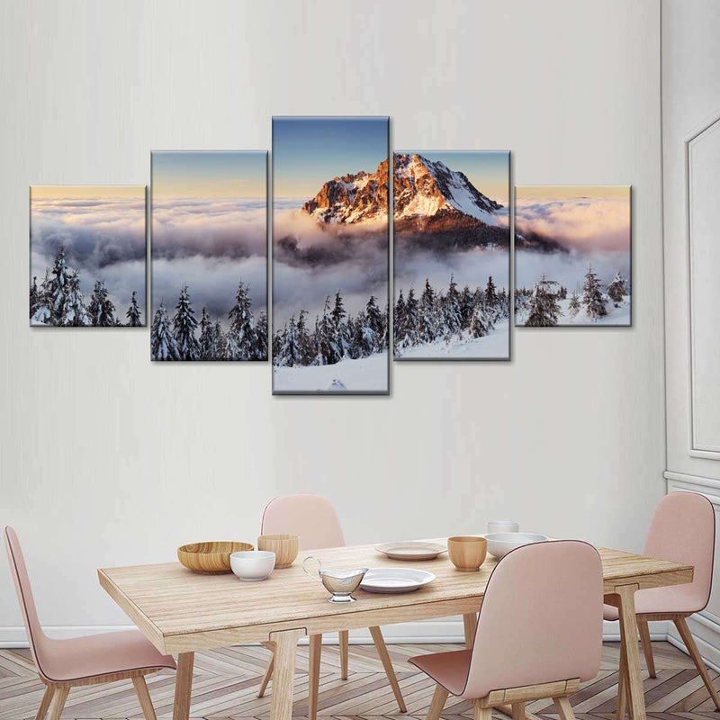 Snow Mountain Sunset Wall Art