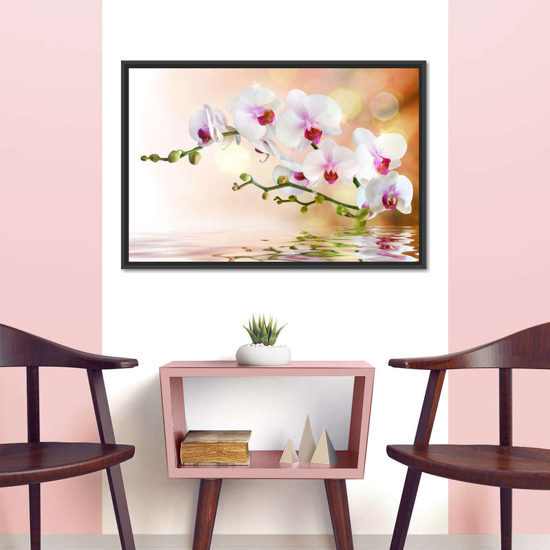 Orchid Flowers On Water Wall Art