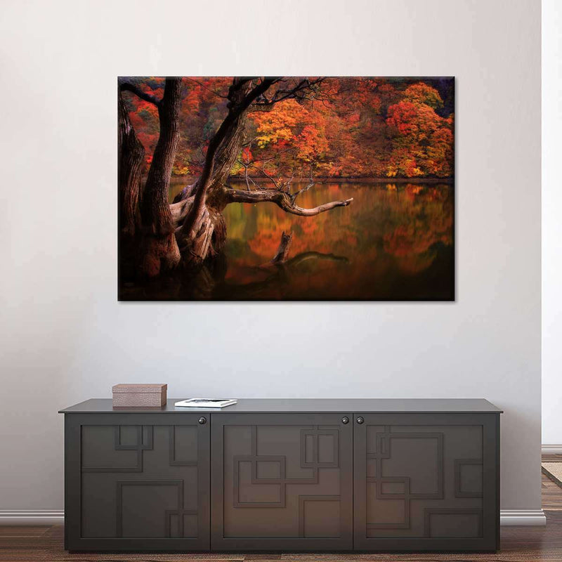 Orange Autumn Lake Wall Art
