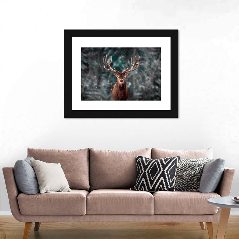 Snowy Noble Deer Wall Art
