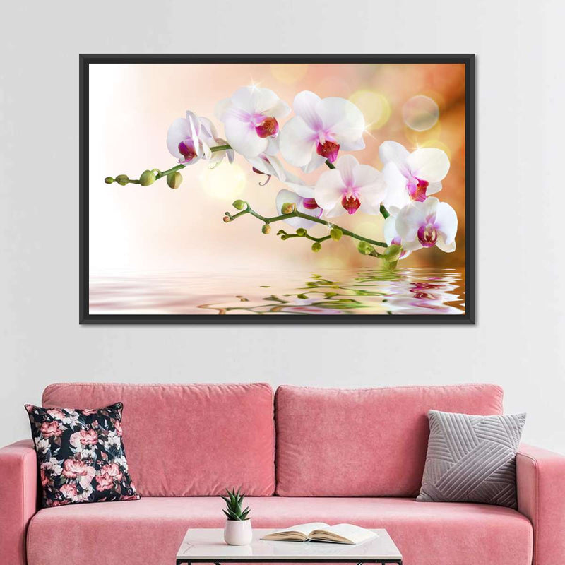 Orchid Flowers On Water Wall Art
