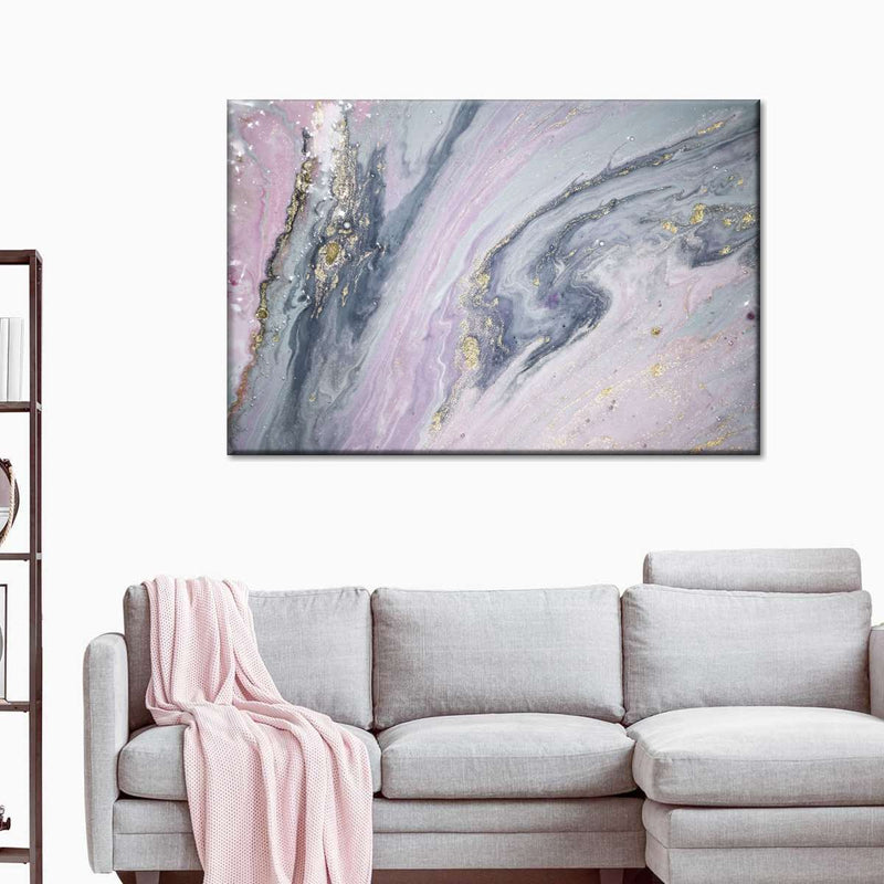 Pink And Grey Abstract Wall Art