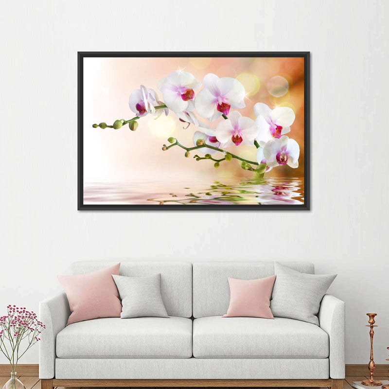 Orchid Flowers On Water Wall Art