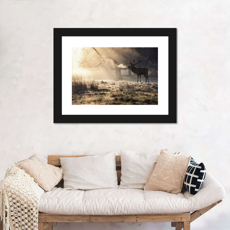 Wild Deer In Snow Wall Art