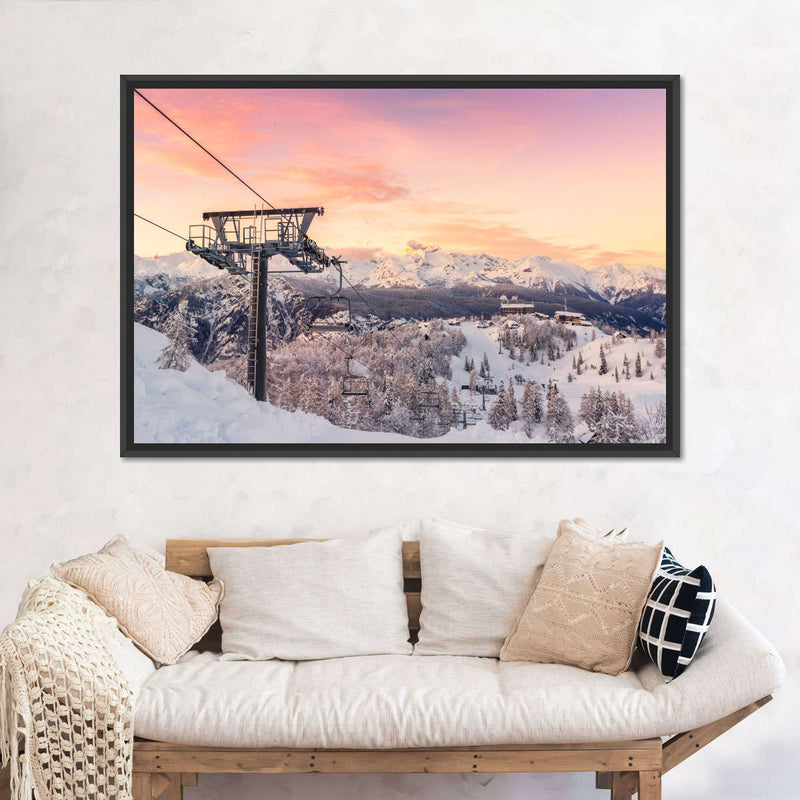 Skiing On Snowy Mountain Wall Art