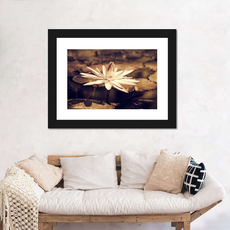 Sepia Lotus Flower Wall Art