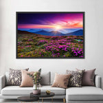 Pink Flowers At Sunset Wall Art