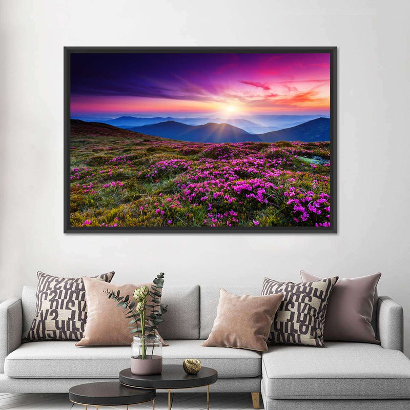Pink Flowers At Sunset Wall Art